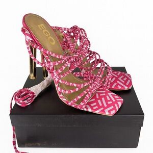 EGO Pink Patterned Rope Heels – Size 10